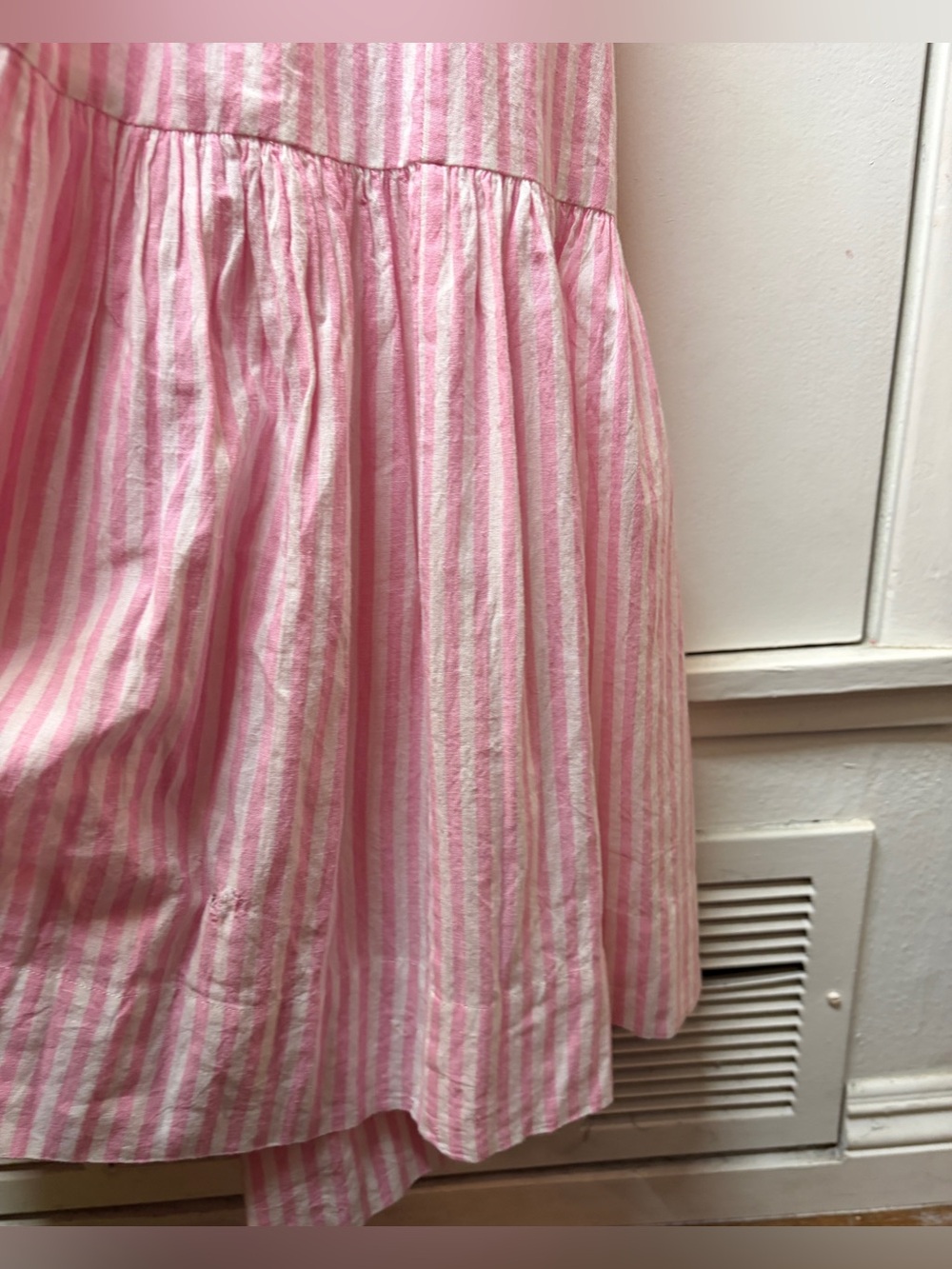Tessora 100% Cotton Pink White Striped Preppy Cut Out Halter Maxi Dress Small - Picture 8 of 16
